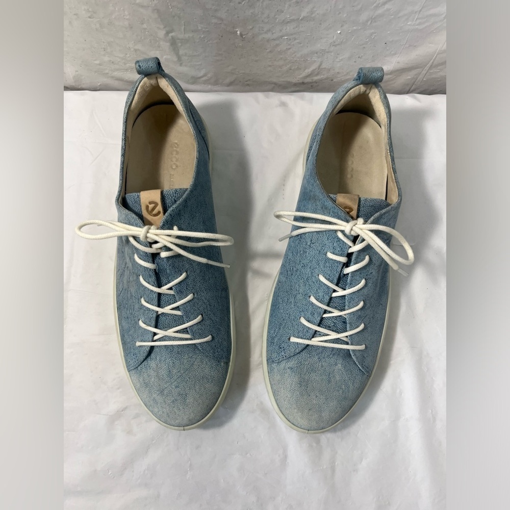 Ecco Light Blue Leather Lace Up Sneaker Size 9